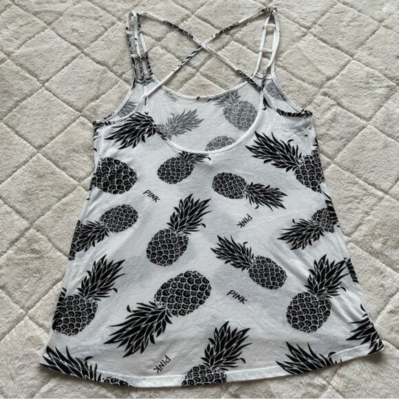 Victoria's Secret PINK | Black And White Pineapple Tank Top | Size Extra Small - Picture 4 of 10